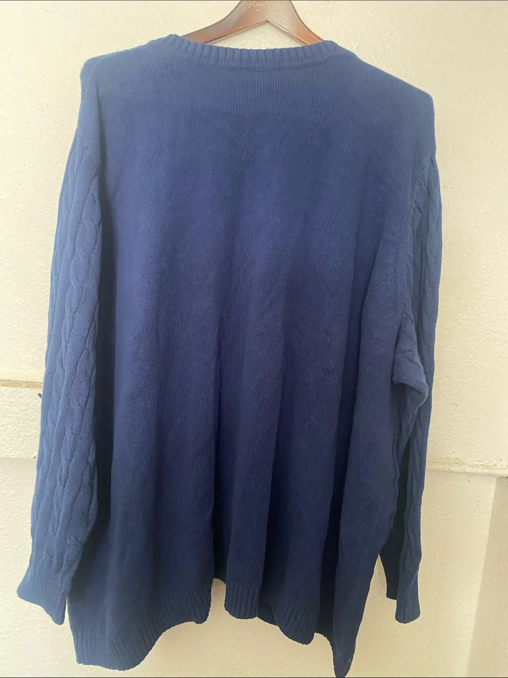 Woman Within - 100 Cotton-Navy Cable-Knit Button Front Cardigan